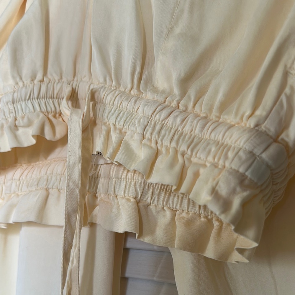 Cream Ruffled Wide-Leg Pants - Picture 5 of 7